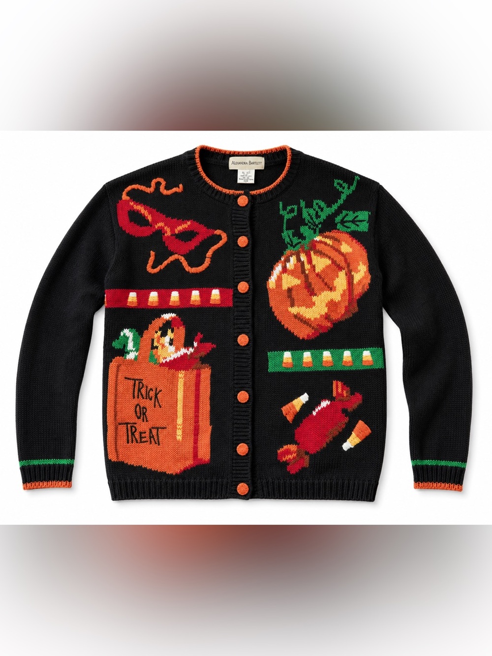 Alexandra Bartlett Kids' Black & Orange Halloween Sweater Cardigan